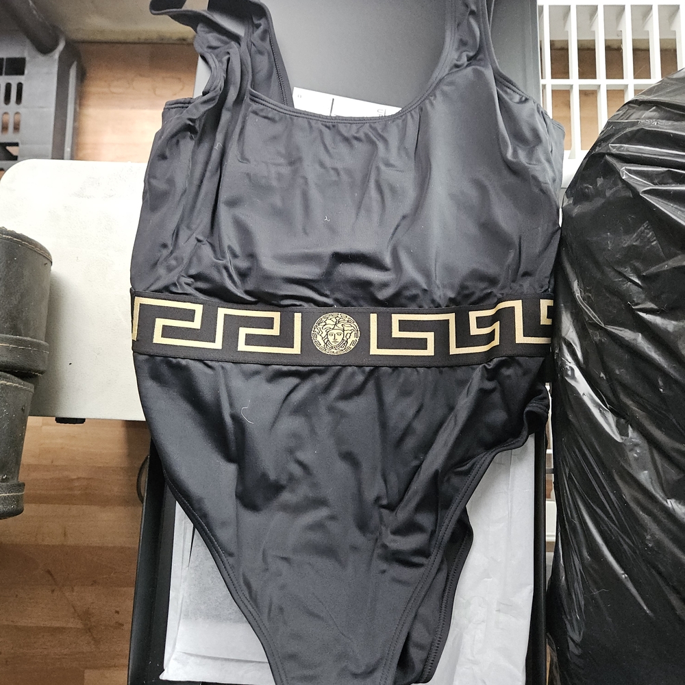 Versace Black and Gold One-Piece Swimsuit